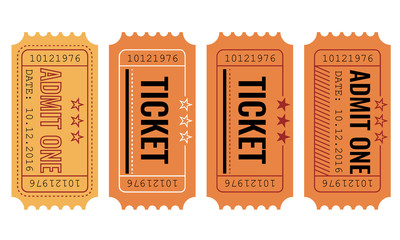 Vector set. Vintage paper admit one and ticket samples icon.  - obrazy, fototapety, plakaty