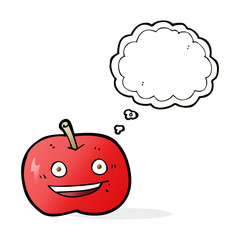 cartoon shiny apple with thought bubble