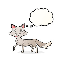 cartoon little wolf with thought bubble