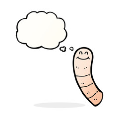 cartoon worm with thought bubble