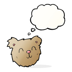 cartoon happy teddy bear face with thought bubble