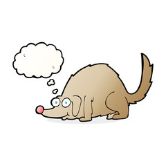 cartoon happy dog with thought bubble