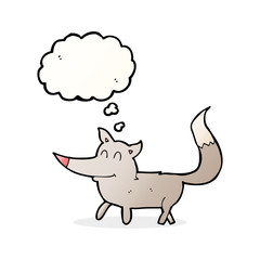 cartoon little wolf with thought bubble
