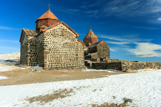 Sevanavank monastery in winter