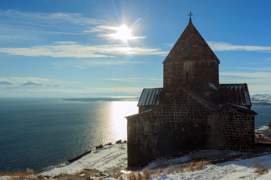 Sevanavank monastery in winter
