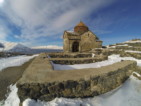 Sevanavank monastery in winter