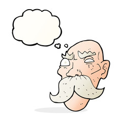 cartoon angry old man with thought bubble