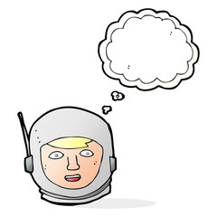 cartoon astronaut head with thought bubble