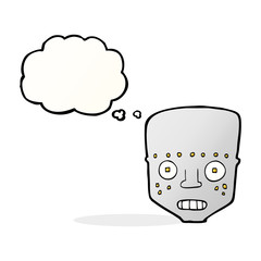 cartoon robot head with thought bubble