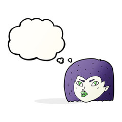 cartoon vampire face with thought bubble