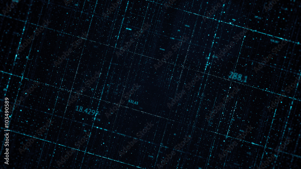 Poster abstract background made of array of points and digits. can be used as digital dynamic wallpaper, te