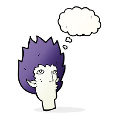 cartoon vampire face with thought bubble