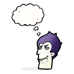 cartoon vampire face with thought bubble