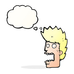 cartoon terrified man with thought bubble