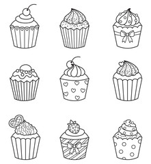 cupcake set vector