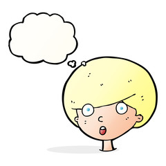 cartoon surprised boy with thought bubble