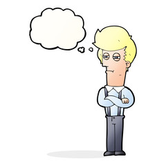 cartoon annoyed man with thought bubble
