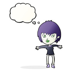 cartoon vampire girl with thought bubble