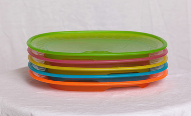 Colorful plastic plates