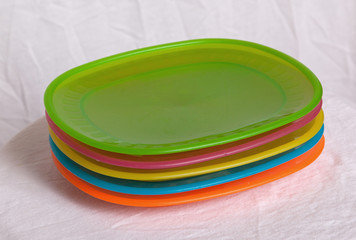 Colorful plastic plates