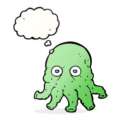 cartoon alien squid face with thought bubble