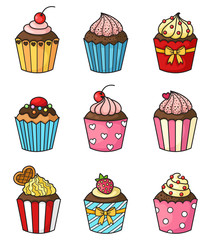 cupcake set vector