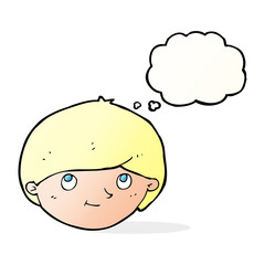 cartoon happy man with thought bubble