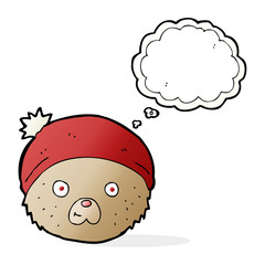 cartoon teddy bear face with thought bubble