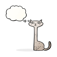 cartoon cat with thought bubble