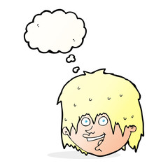 cartoon happy man with thought bubble