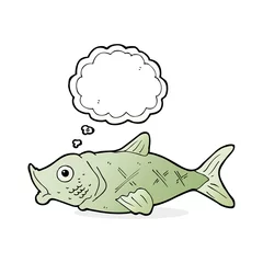 Draagtas cartoon fish with thought bubble © lineartestpilot