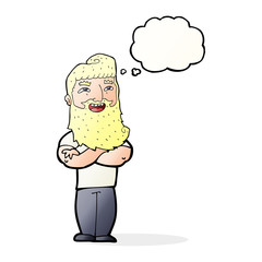 cartoon proud man with thought bubble