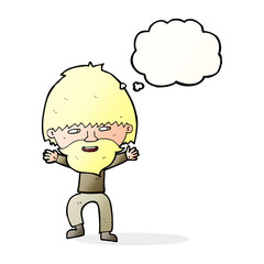 cartoon happy man with beard with thought bubble