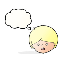 cartoon unhappy boy  with thought bubble
