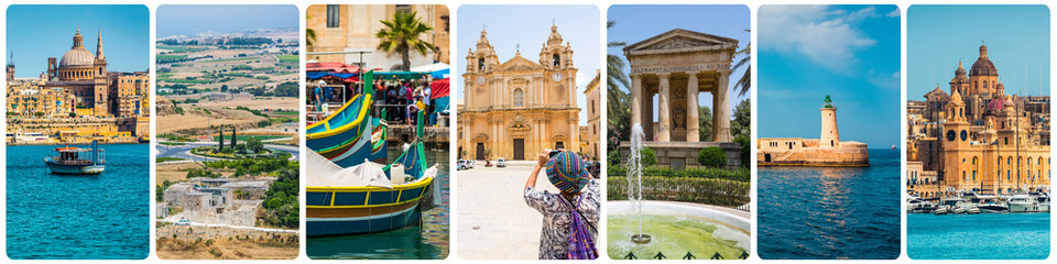 collage of Maltese sights and symbols