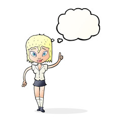 cartoon woman making point with thought bubble