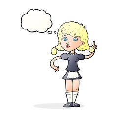 cartoon pretty maid woman with thought bubble
