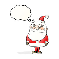 cartoon santa claus with thought bubble