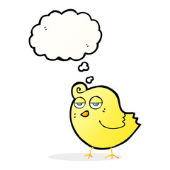 cartoon bird with thought bubble