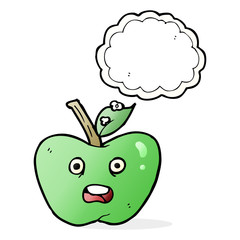 cartoon apple with thought bubble