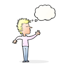 cartoon dismissive man with thought bubble