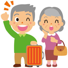 お出かけする老夫婦