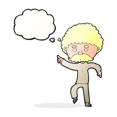 cartoon seventies style man disco dancing with thought bubble