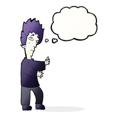 cartoon vampire with thought bubble