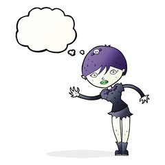 cartoon vampire girl with thought bubble