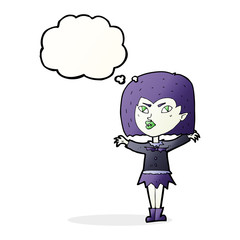 cartoon vampire girl with thought bubble