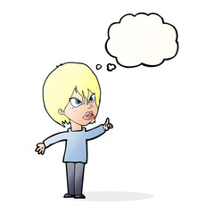 cartoon woman arguing with thought bubble