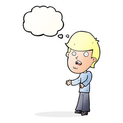 cartoon shocked man with thought bubble