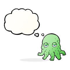cartoon alien squid face with thought bubble
