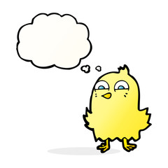 funny cartoon bird with thought bubble